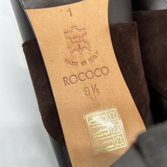 Brighton Rococo Made in Italy Dark Brown Leather Belted‎ Mules Slip On Heels 8.5 - Picture 8 of 10